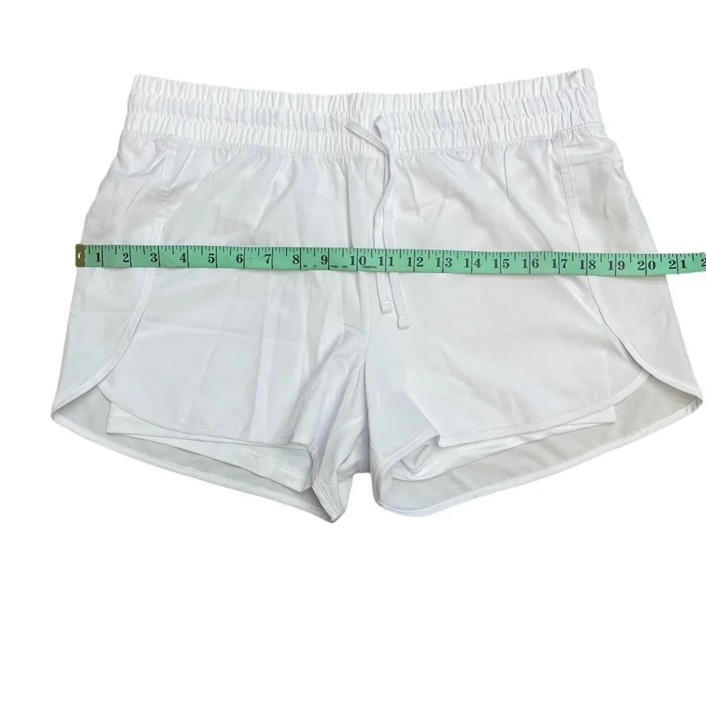 Velocity Women White Lined Shorts Drawstring Pull On Athletic Lifestyle New L - Picture 5 of 10
